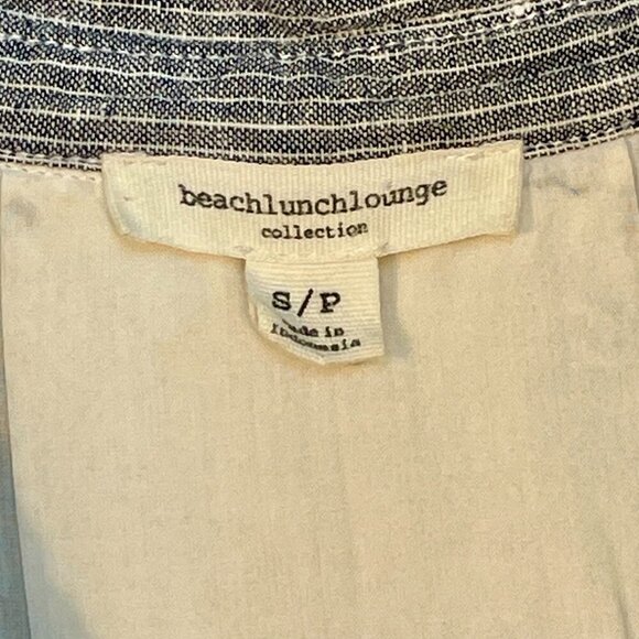 Beach Lunch Lounge Linen Zena Striped Shirt Dress Sz S Sleeveless Blue Lined - Picture 5 of 15